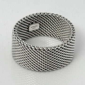 Size 6 Tiffany & Co Somerset Mesh Weave Firm Solid Ring in Sterling Silver