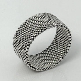 Size 6 Tiffany & Co Somerset Mesh Weave Firm Solid Ring in Sterling Silver - 0