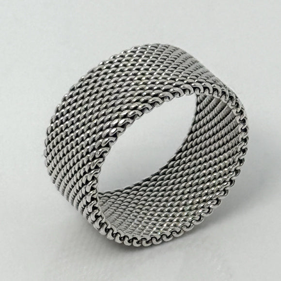 Size 6 Tiffany & Co Somerset Mesh Weave Firm Solid Ring in Sterling Silver