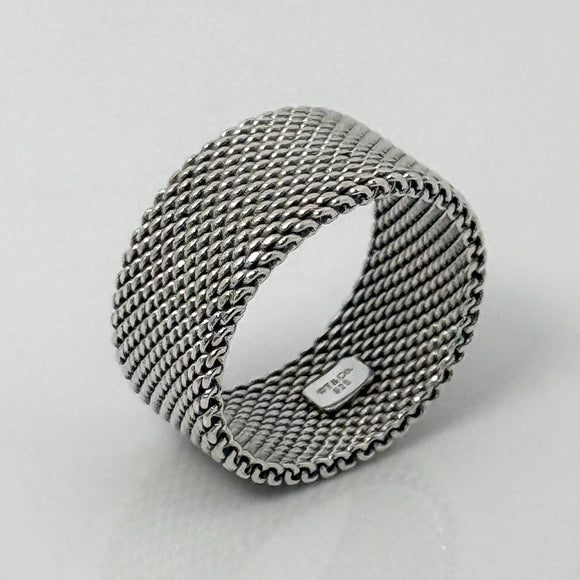 Size 6 Tiffany & Co Somerset Mesh Weave Firm Solid Ring in Sterling Silver
