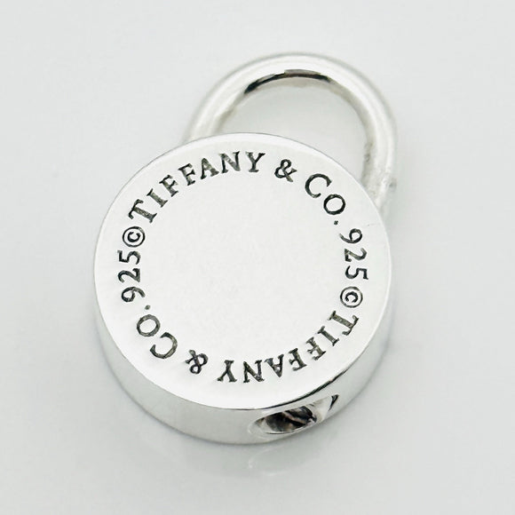 RARE Tiffany & Co Sterling Silver Round Padlock Lock Charm Engravable