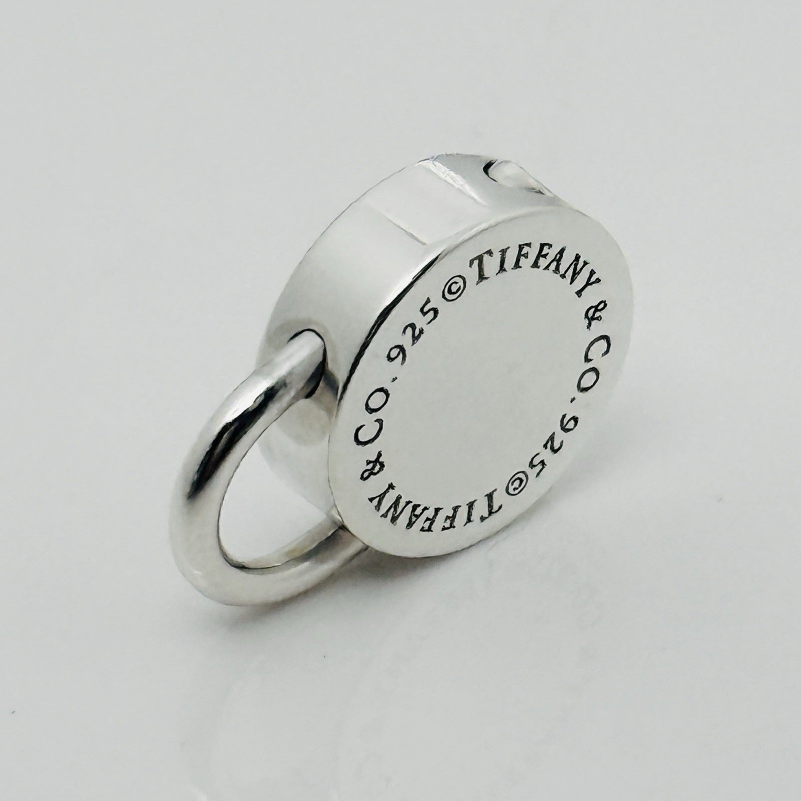 RARE Tiffany & Co Sterling Silver Round Padlock Lock Charm Engravable - 0