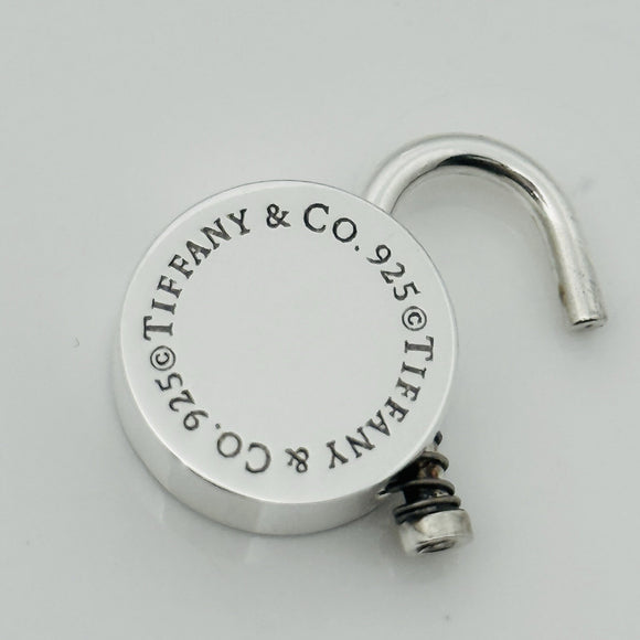 RARE Tiffany & Co Sterling Silver Round Padlock Lock Charm Engravable