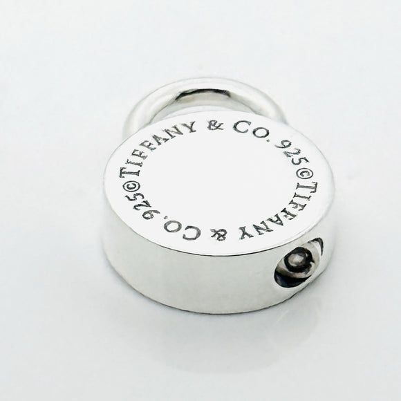 RARE Tiffany & Co Sterling Silver Round Padlock Lock Charm Engravable