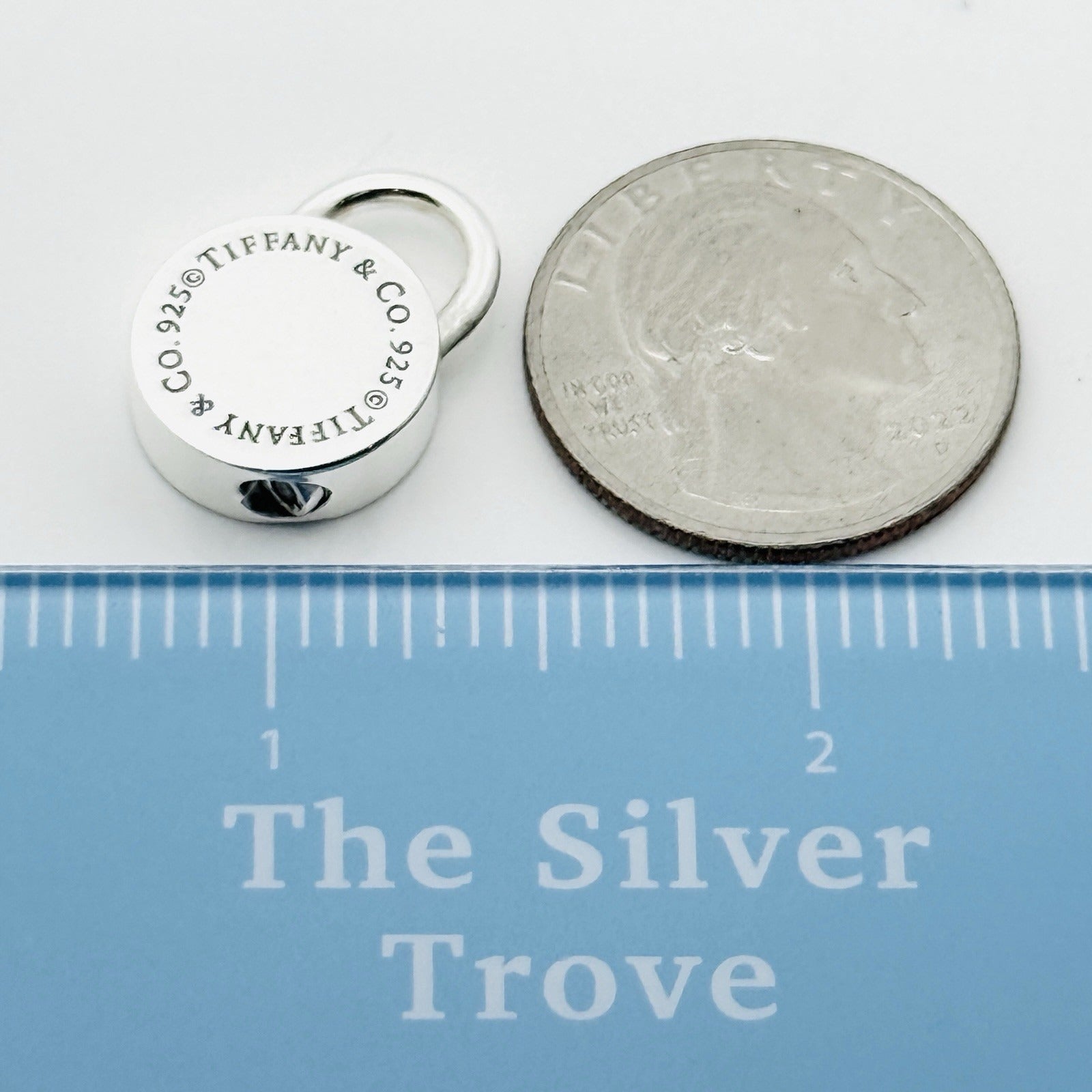 RARE Tiffany & Co Sterling Silver Round Padlock Lock Charm Engravable