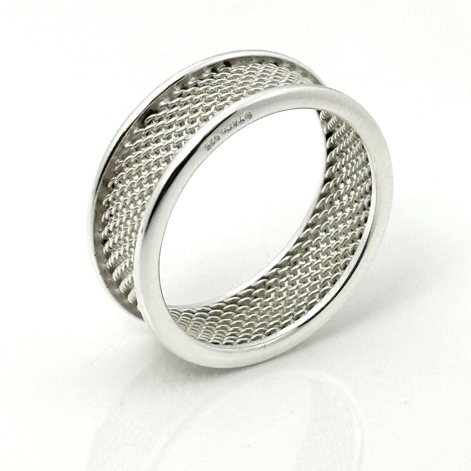 Size 12 Tiffany & Co Open Mesh Weave Ring Unisex Solid Firm