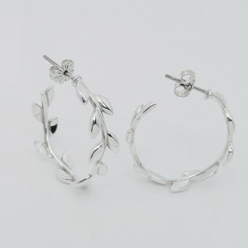 Tiffany Olive Leaf Large Hoop Earrings in Sterling Silver Paloma Picasso