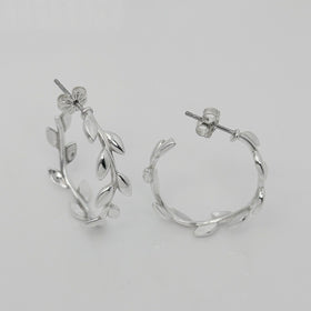 Tiffany Olive Leaf Large Hoop Earrings in Sterling Silver Paloma Picasso - 0