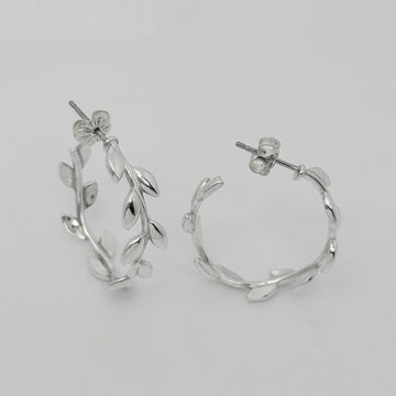 Tiffany Olive Leaf Large Hoop Earrings in Sterling Silver Paloma Picasso - 0