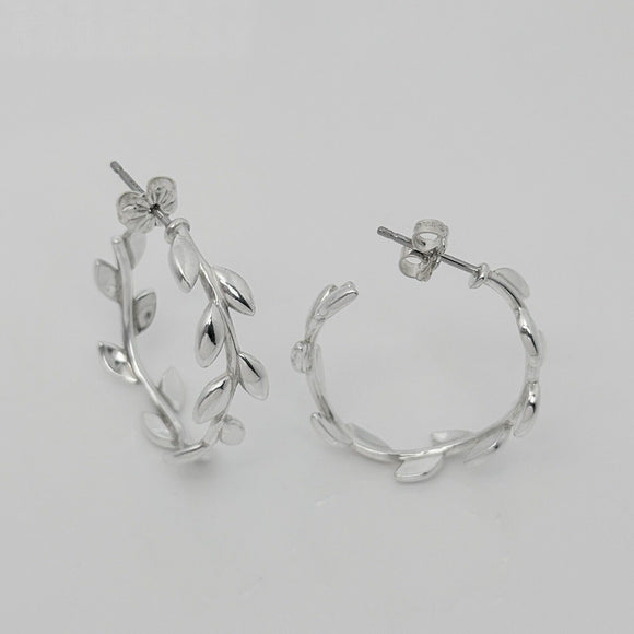 Tiffany Olive Leaf Large Hoop Earrings in Sterling Silver Paloma Picasso
