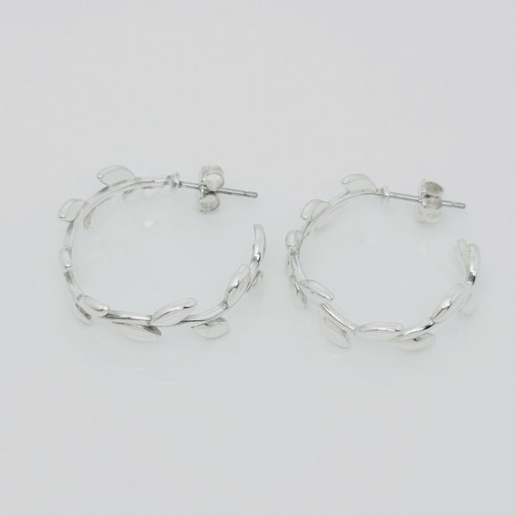 Tiffany Olive Leaf Large Hoop Earrings in Sterling Silver Paloma Picasso