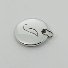 Tiffany Silver Letter J Alphabet Initial Round Circle Notes Disc Charm Pendant - 0