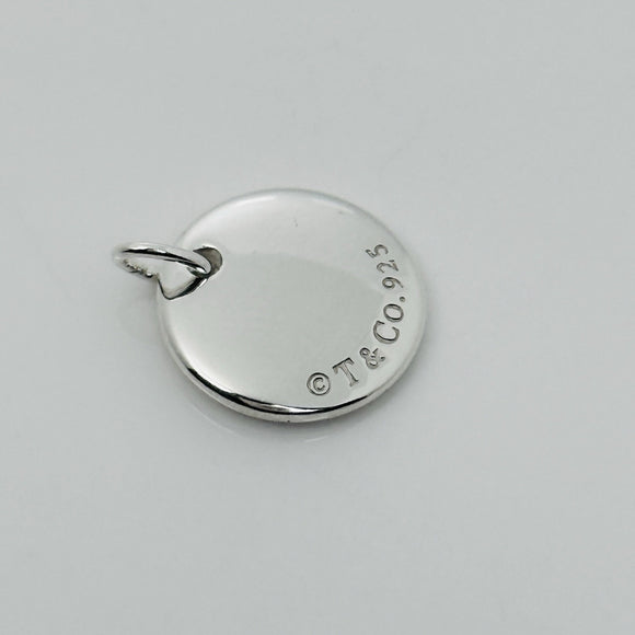 Tiffany Silver Letter J Alphabet Initial Round Circle Notes Disc Charm Pendant