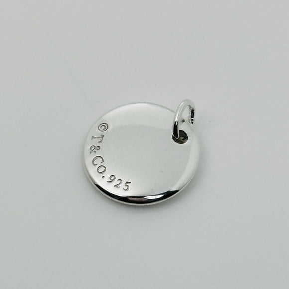 Tiffany Silver Letter J Alphabet Initial Round Circle Notes Disc Charm Pendant