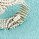 Size 5 Tiffany & Co Somerset 4 Diamond Ring Mesh Weave in Sterling Silver-3