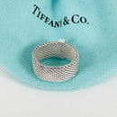 Size 5 Tiffany & Co Somerset 4 Diamond Ring Mesh Weave in Sterling Silver-8