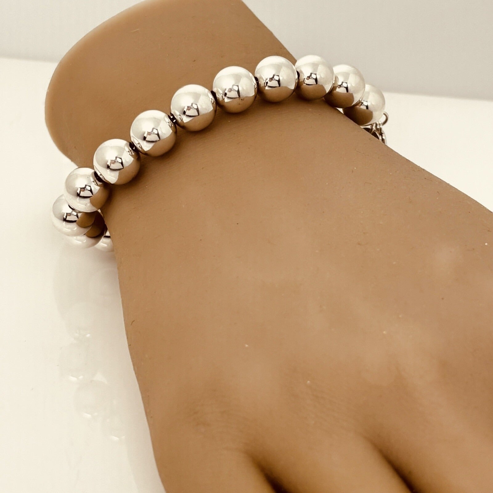 7.75" Tiffany & Co HardWear Ball Bracelet in Silver 10mm Bead Size Medium