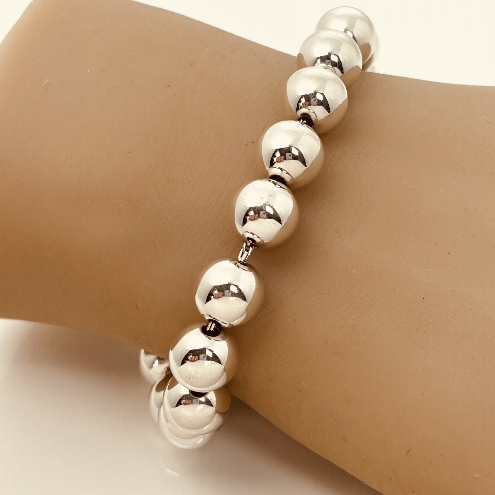 7.75" Tiffany & Co HardWear Ball Bracelet in Silver 10mm Bead Size Medium
