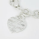 8.5" Large Tiffany & Co I LOVE YOU Notes Heart Script Charm Bracelet in Silver-3