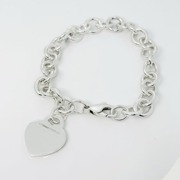 8.5" Large Tiffany & Co I LOVE YOU Notes Heart Script Charm Bracelet in Silver