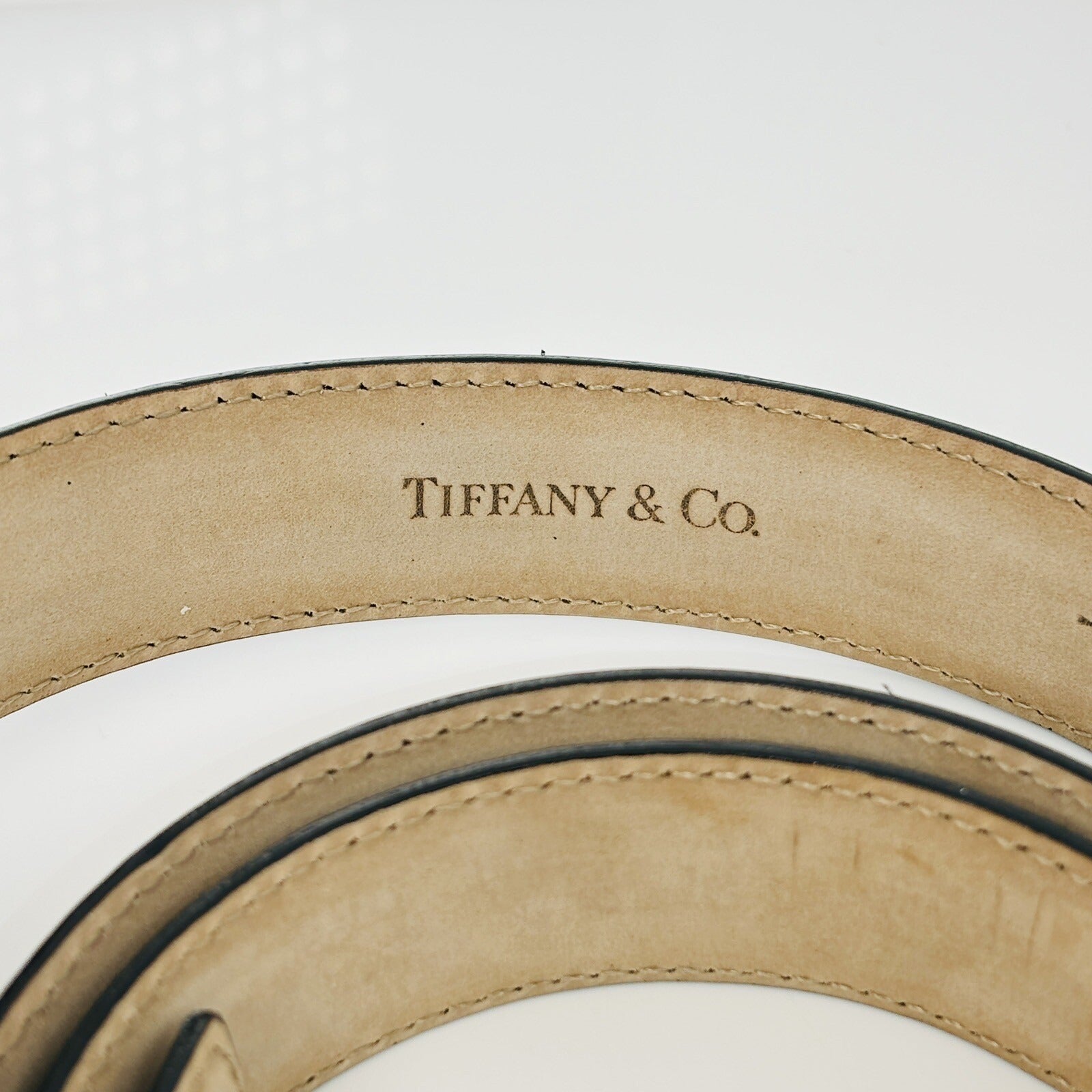 Tiffany Black Leather Mens Belt Size 34