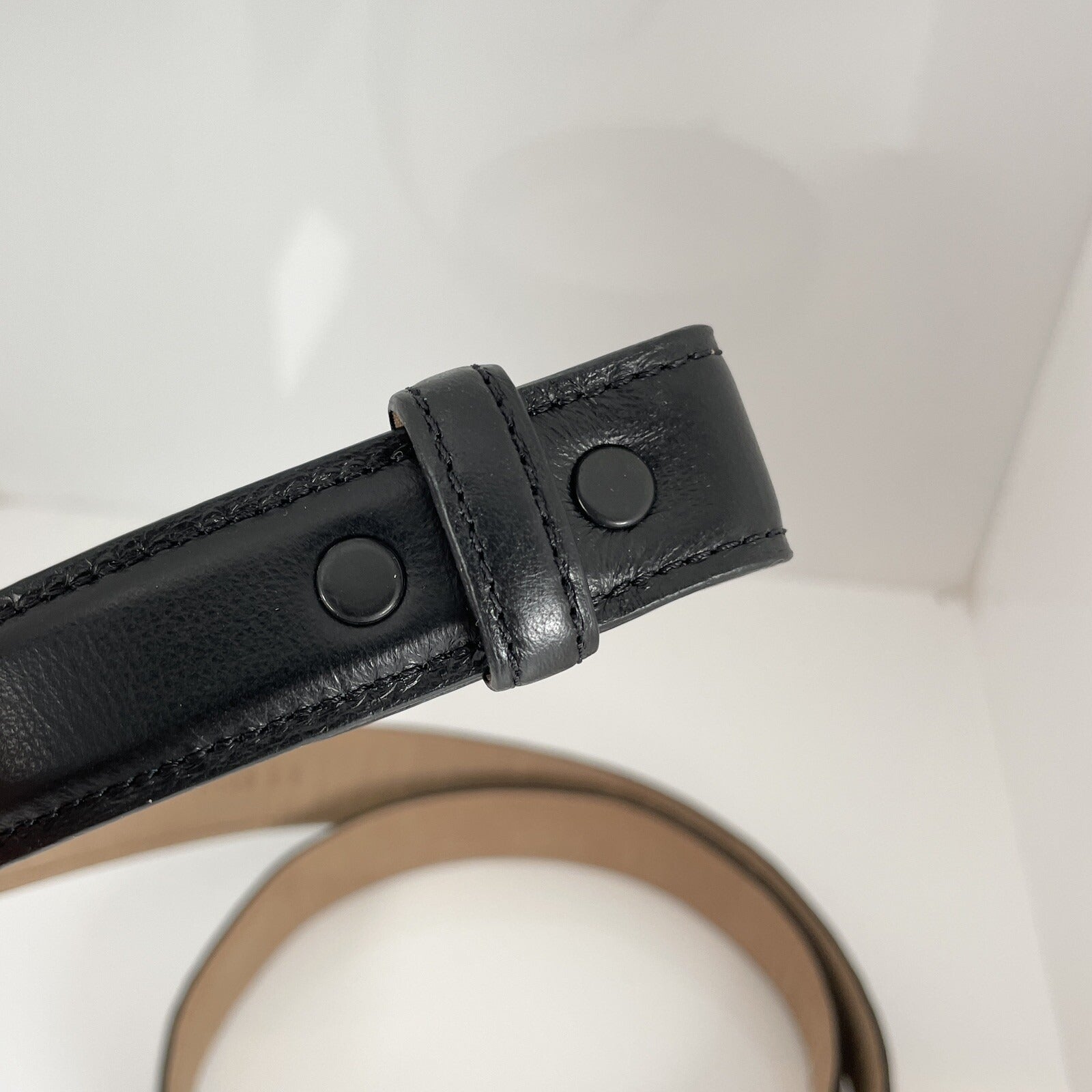 Tiffany Black Leather Mens Belt Size 34