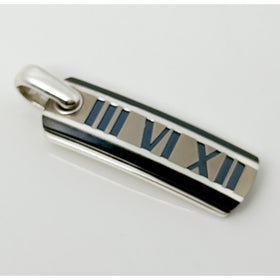 Tiffany Atlas Necklace Bar Pendant in Black Enamel Titanium and Sterling Silver - 0