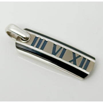Tiffany Atlas Necklace Bar Pendant in Black Enamel Titanium and Sterling Silver - 0