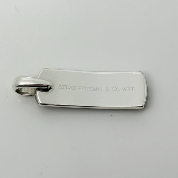 Tiffany Atlas Necklace Bar Pendant in Black Enamel Titanium and Sterling Silver