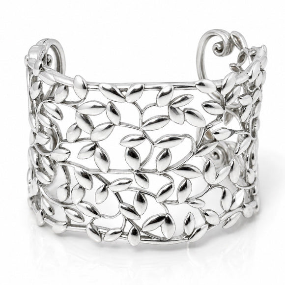 6.5" Tiffany & Co. Olive Leaf Wide Cuff Bracelet  by Paloma Picasso in Silver