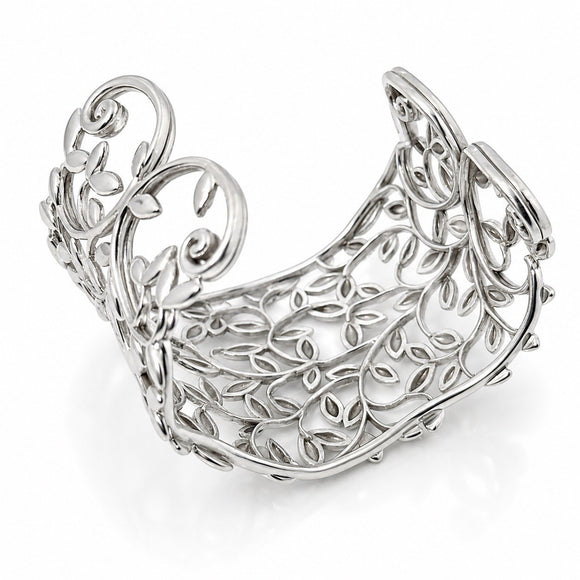 6.5" Tiffany & Co. Olive Leaf Wide Cuff Bracelet  by Paloma Picasso in Silver