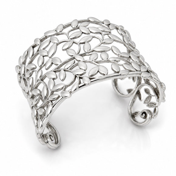 6.5" Tiffany & Co. Olive Leaf Wide Cuff Bracelet  by Paloma Picasso in Silver