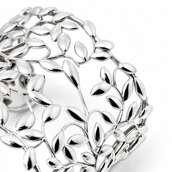 6.5" Tiffany & Co. Olive Leaf Wide Cuff Bracelet  by Paloma Picasso in Silver
