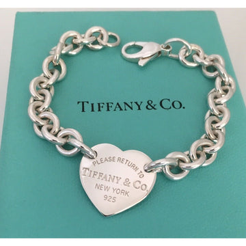 7.5" Medium Please Return To Tiffany & Co Center Heart Charm Bracelet in Silver