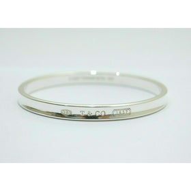 Large 7.75" Tiffany & Co 1837 Oval Bangle Bracelet in Sterling Silver