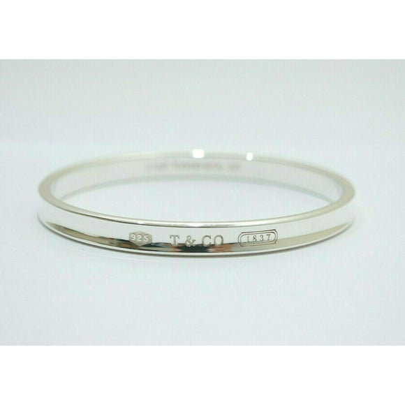 Large 7.75" Tiffany & Co 1837 Oval Bangle Bracelet in Sterling Silver