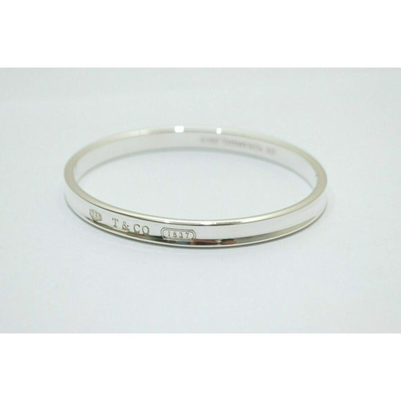 Large 7.75" Tiffany & Co 1837 Oval Bangle Bracelet in Sterling Silver