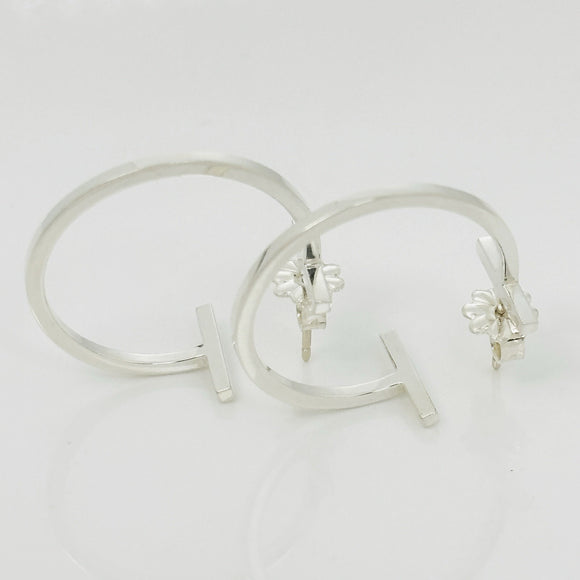 Tiffany T Square Wire Smile Medium 0.90" Hoop Earrings in Silver