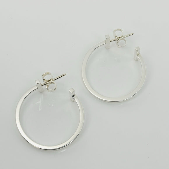 Tiffany T Square Wire Smile Medium 0.90" Hoop Earrings in Silver