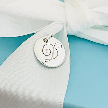 Tiffany Silver Letter D Alphabet Initial Round Circle Notes Charm Pendant - 0