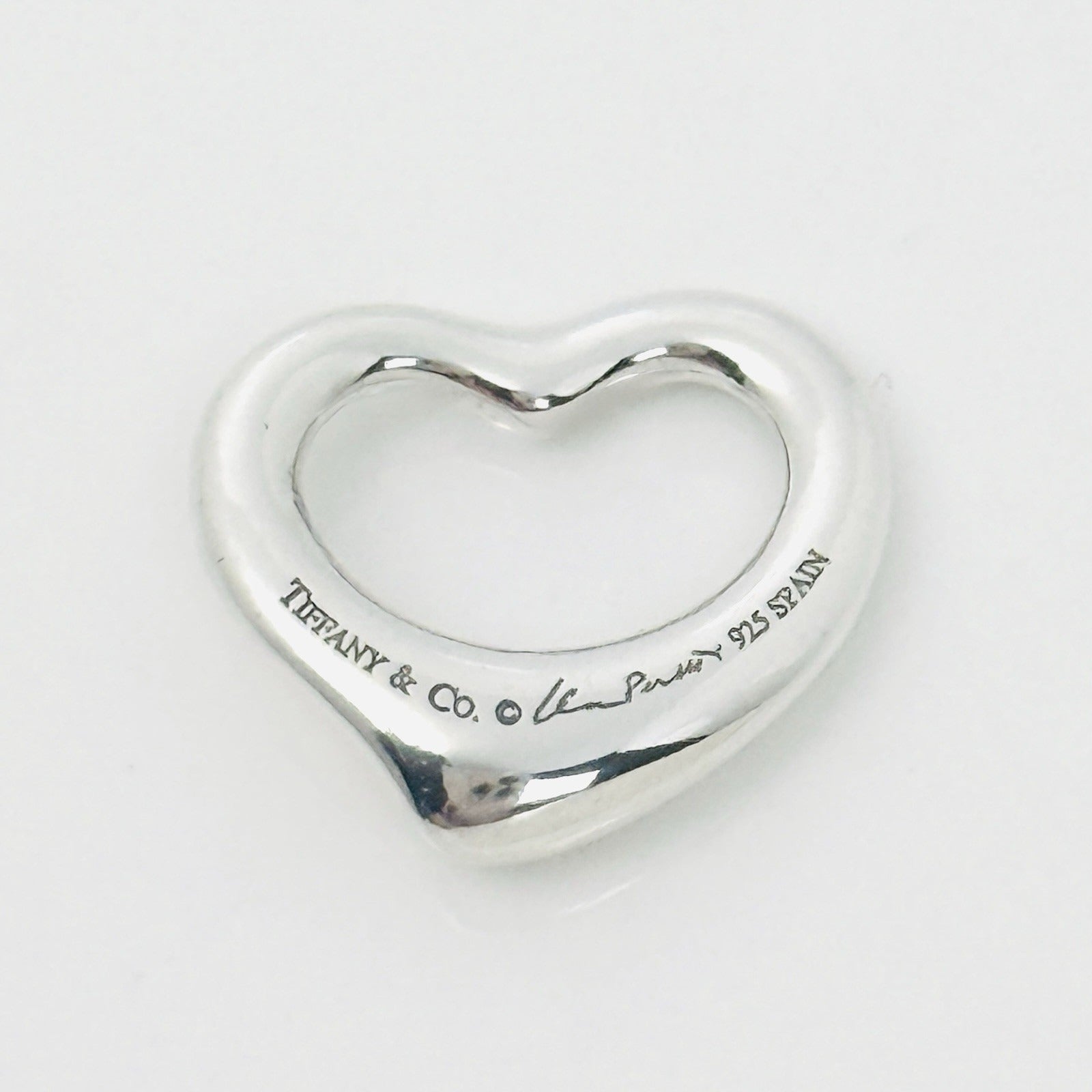 Tiffany Elsa Peretti Mini Small Open Heart Pendant Charm in Sterling Silver