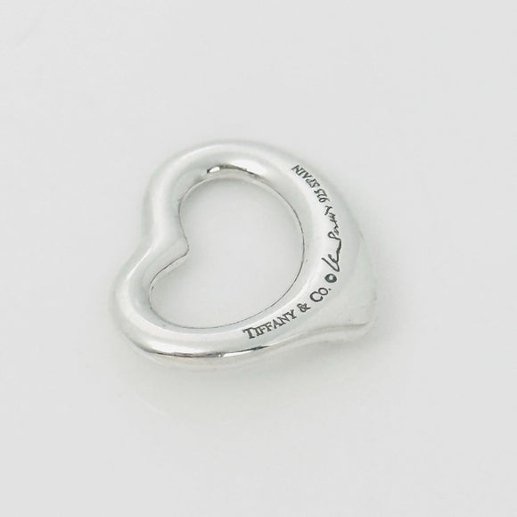 Tiffany Elsa Peretti Mini Small Open Heart Pendant Charm in Sterling Silver