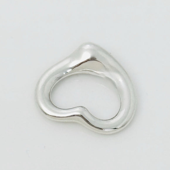 Tiffany Elsa Peretti Mini Small Open Heart Pendant Charm in Sterling Silver