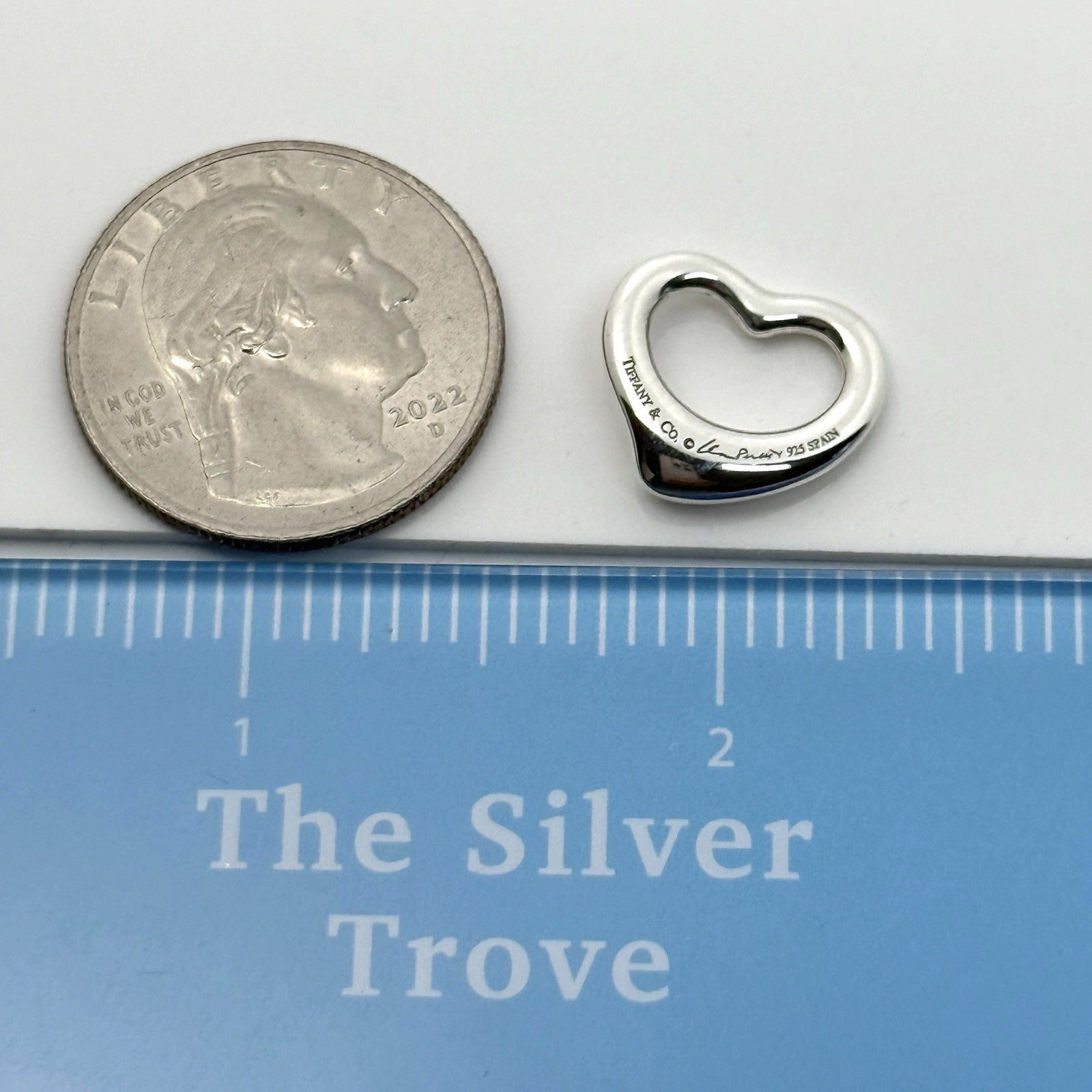 Tiffany Elsa Peretti Mini Small Open Heart Pendant Charm in Sterling Silver