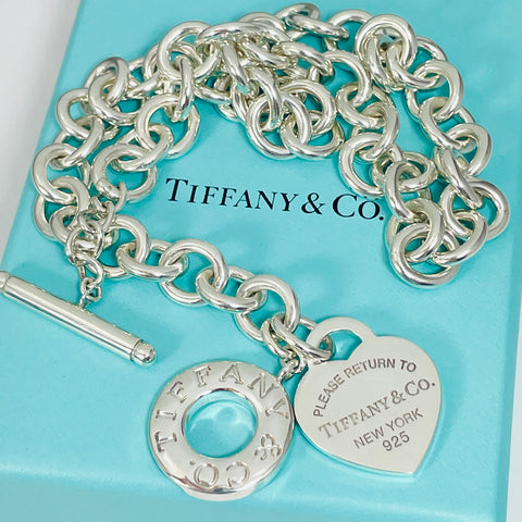 16.5" Please Return to Tiffany & Co Heart Tag Toggle Necklace in Silver
