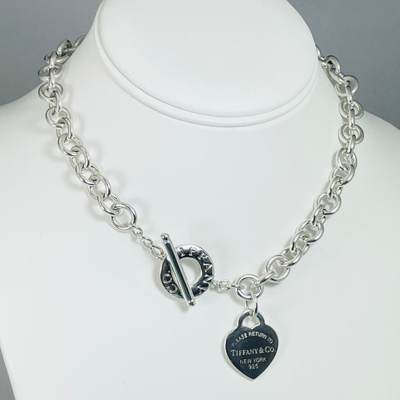 16.5" Please Return to Tiffany & Co Heart Tag Toggle Necklace in Silver
