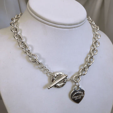 18" Please Return to Tiffany & Co Heart Tag Toggle Necklace in Silver