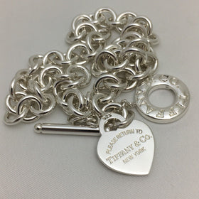 16.5" Please Return to Tiffany & Co Heart Tag Toggle Necklace in Silver