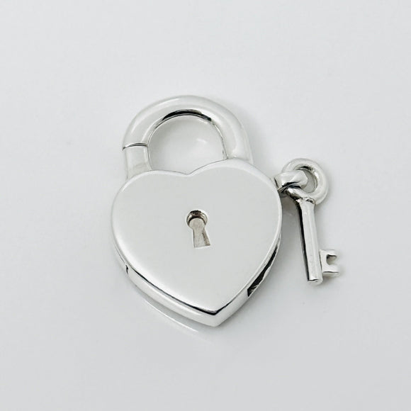 Tiffany & Co Clip Heart Key Keyhole Padlock Charm or Pendant in Sterling Silver