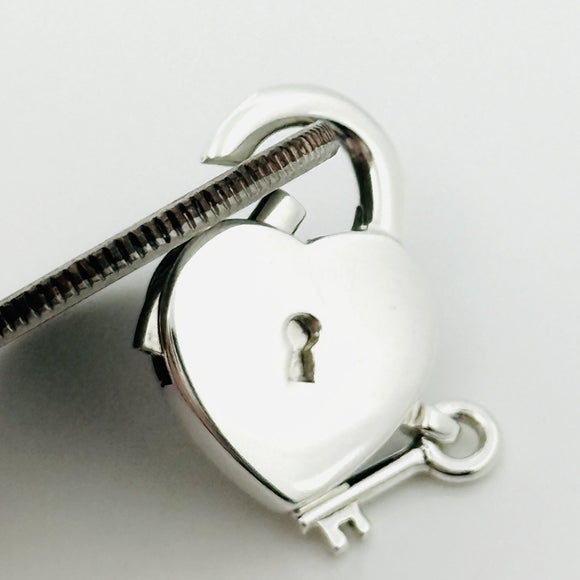 Tiffany & Co Clip Heart Key Keyhole Padlock Charm or Pendant in Sterling Silver